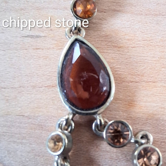 Kohl's Amber Stone Statement Necklace & Dangle Earrings Set - Picture 3 of 5